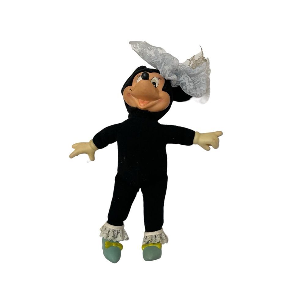 Vintage Applause Disney Minnie Mouse Plush Doll Figure Vinyl Face Blue Shoes 10"